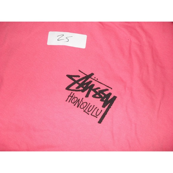 Stussy Honolulu Graphic Tee T-Shirt Salmon Red XXL Cotton Men's 2XL Oversized - Picture 4 of 8